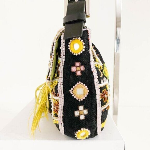 Authentic FENDI Mamma Baguette Beaded Fringe Mirror Shoulder Bag Bucket Hand Bag - Picture 6 of 16